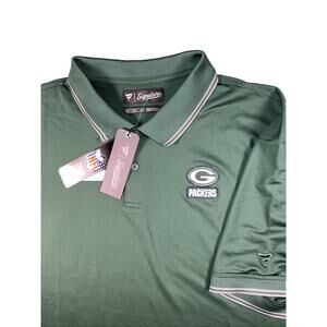 Men's Green Bay Packers Football Polo Shirt 3XL XXXL New NWT Dri-Fit green grey